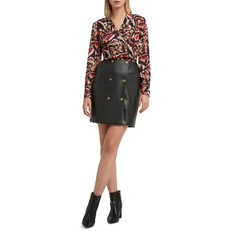 Act Fast Womens Printed Surplice Midi Dress