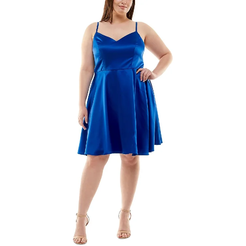 Price Fest Plus Womens Satin Solid Cocktail and Party Dress