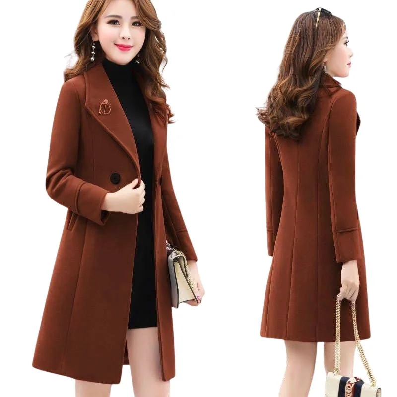 Big Discounts GLORIA Design Women's Fine Fashion Cinnamon Brown Elegant Luxury Style Designer Wool Coat