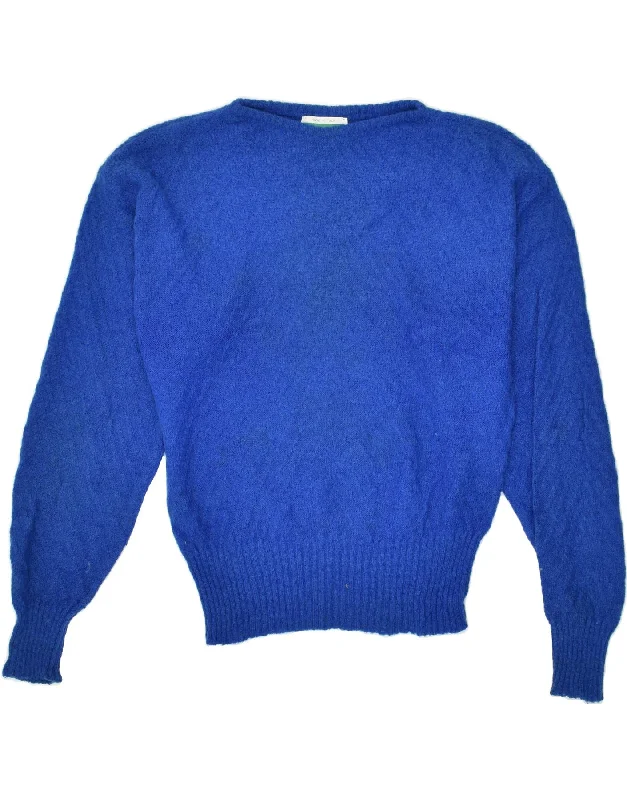 Savings Spectacular BENETTON Womens Boat Neck Jumper Sweater IT 50 XL Blue Wool