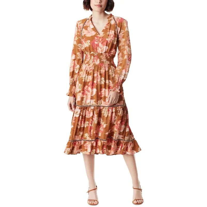 Inventory Reduction Womens Tiered Floral Print Fit & Flare Dress