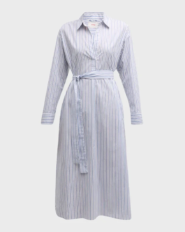 Price Reduction Marlowe Striped Cotton Midi Shirtdress