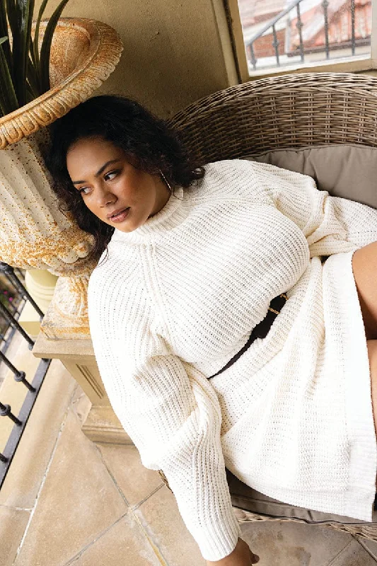 Amazing Deals White Chenille Sweater Minidress