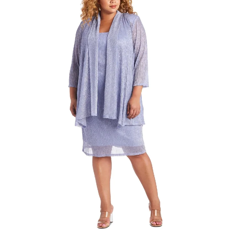 Markdowns Plus Womens Metallic 2PC Dress With Cardigan
