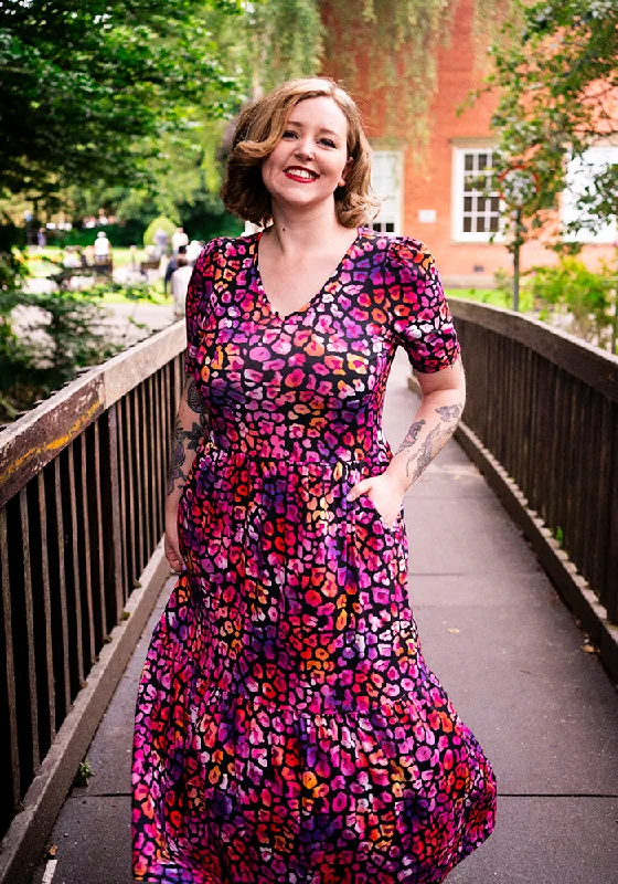 Bargain Prices Dante Watercolour Animal Print Tiered Midaxi Dress