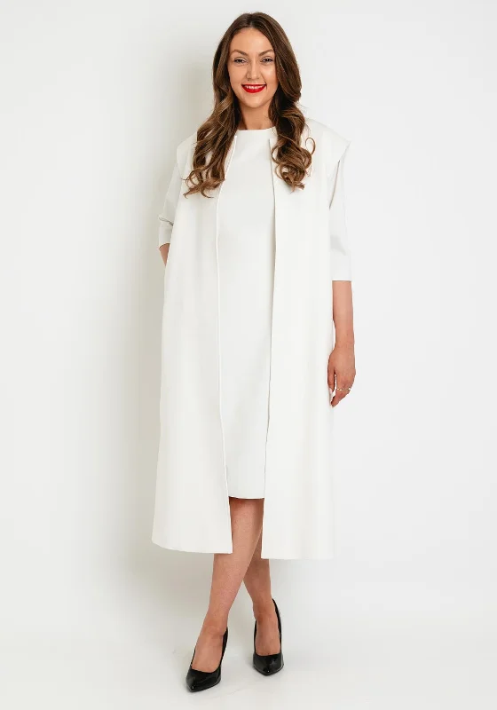 Special Discount Birelin Sleeveless Open Long Waistcoat Jacket, Ivory