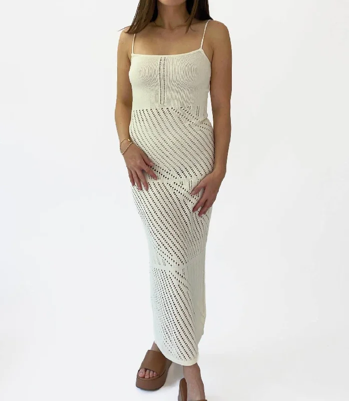Markdowns Knit Crochet Maxi Dress In Ivory