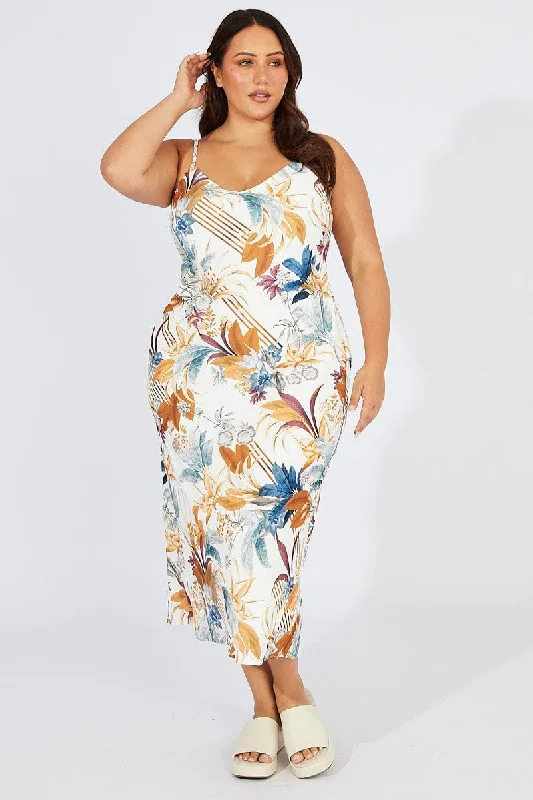 The Best Prices Multi Floral Bias Maxi Conversation Print Dress