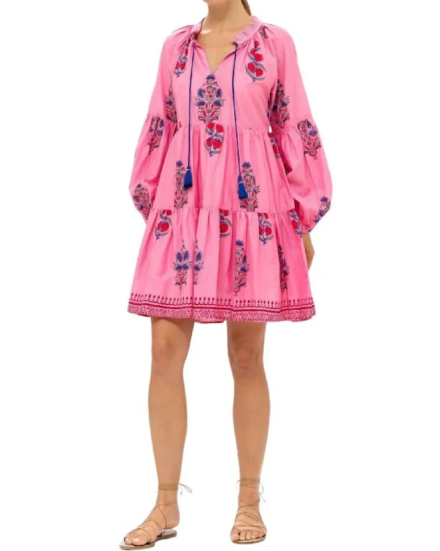 Instant Discount Balloon Sleeve Short Dress In Boca Pink
