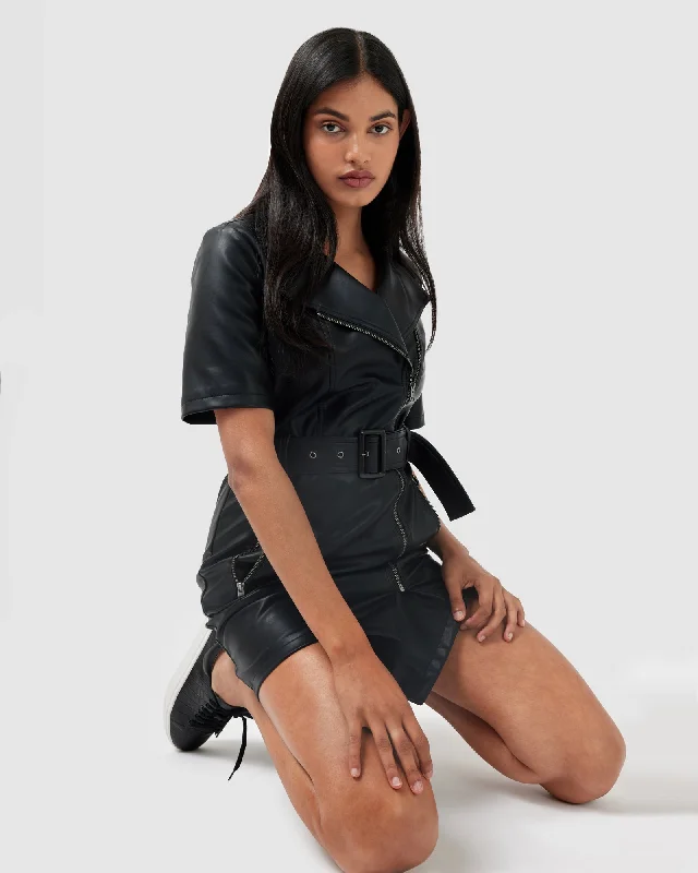Super Deal Wild Nights Vegan Leather Mini Dress