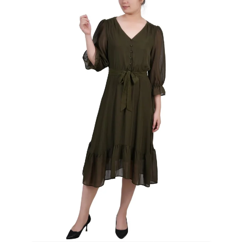 Unmissable Offer Petites Womens V Neck Back Keyhole Midi Dress
