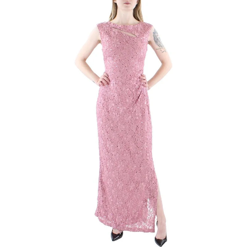 Weekend Deal Womens Lace Cutout Evening Dress