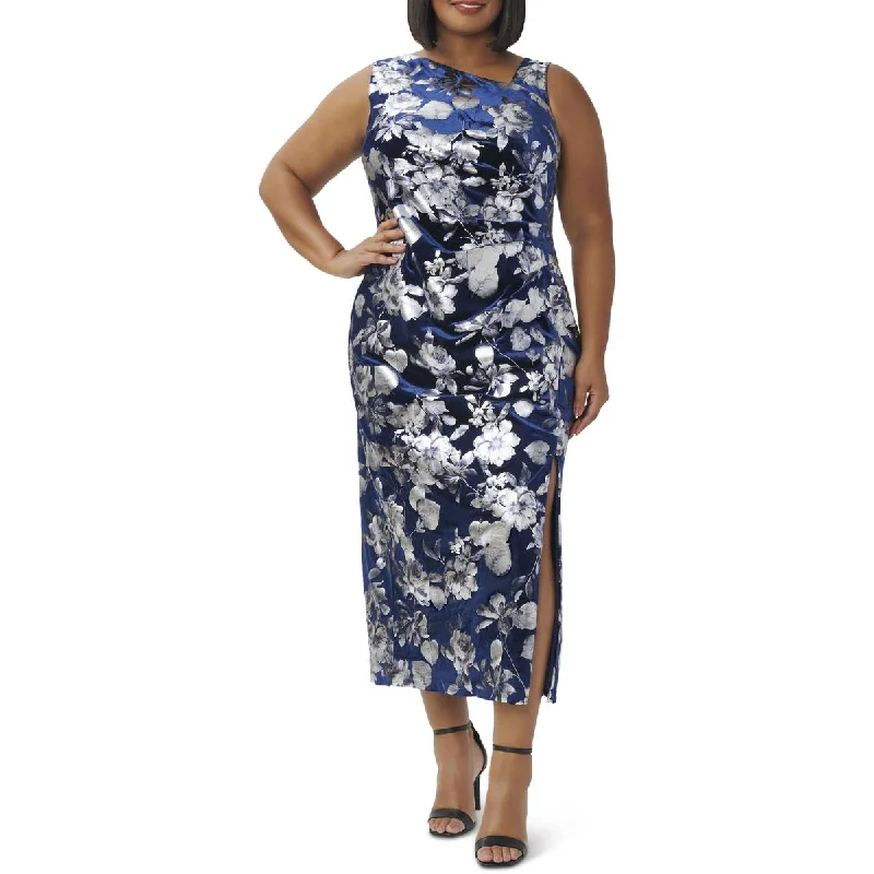 Savings Event Womens Velvet Metallic Sheath Dress