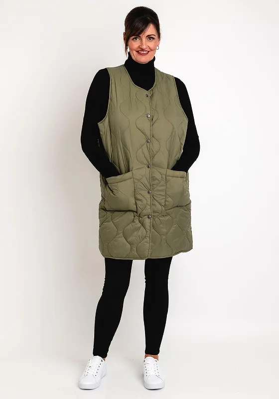Mega Sale Natalia Collection Wave Quilted Gilet, Khaki