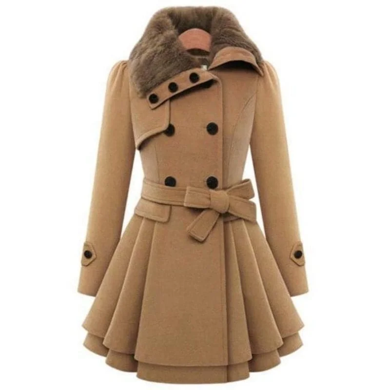 Exclusive Offers HEATHER Design Women's Fine Fashion Luxury Style Designer Khaki Brown Wool Coat Jacket Exclusive Offers HEATHER Design Women's Fine Fashion Luxury Style Designer Khaki Brown Wool Coat Jacket