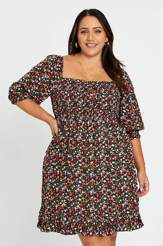 Last Chance Floral Print Sleeve Scoop Neck Short