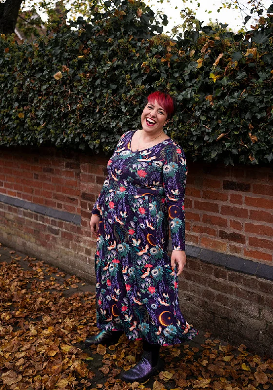 Anniversary Sale Tanya Flying Heron Print Tiered Hem Midaxi Dress