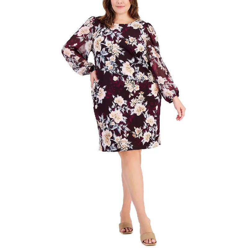 Bargain Blast Plus Womens Boat Neck Mini Sheath Dress