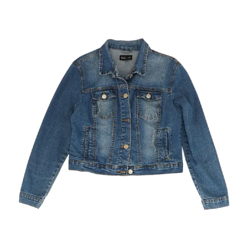 Online Specials Blue Solid Denim Jacket
