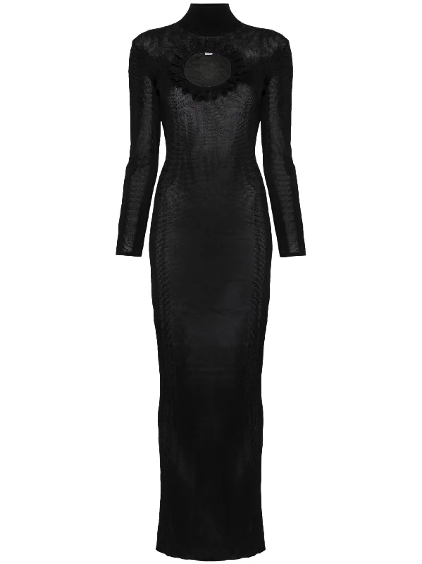 Seasonal Sale Black Knit Cut Out Maxi Dress