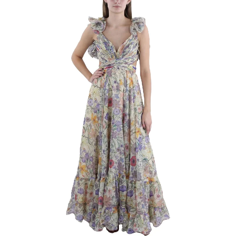 Price Drop Womens Ruffled Long Cocktail And Party Dress