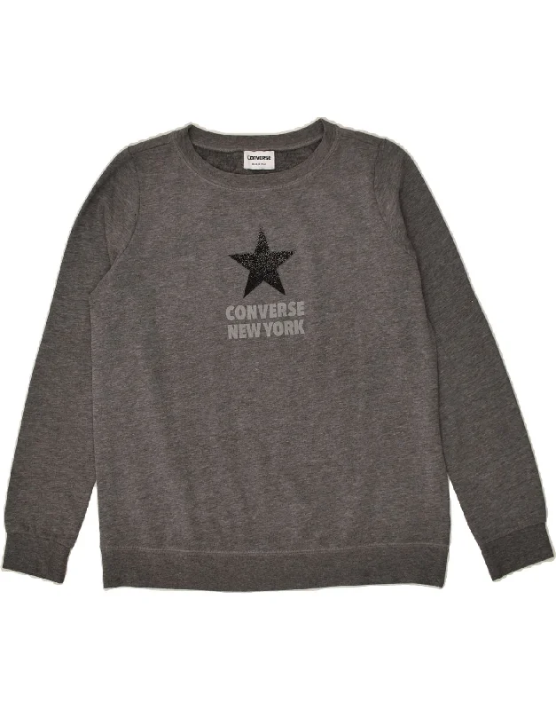 Steals and Deals CONVERSE Womens Sweatshirt Jumper UK 14 Medium Grey Cotton