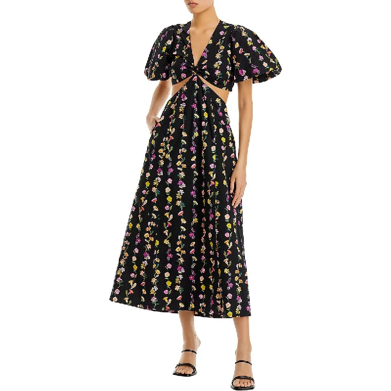 Mega Sale Mariana Womens Floral Print Cut-Out Fit & Flare Dress