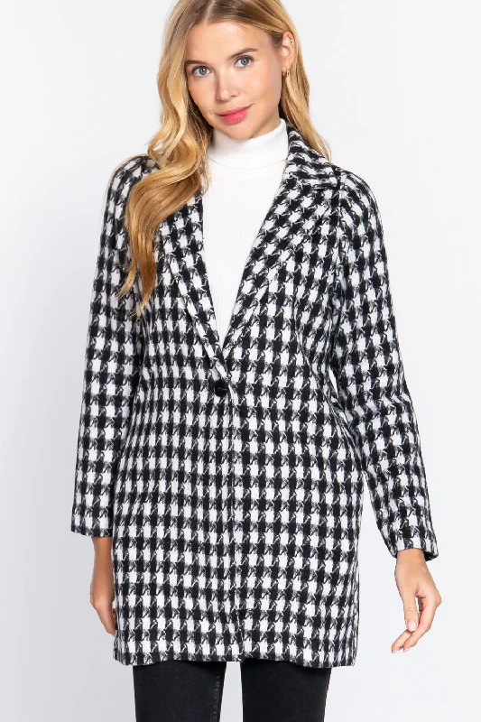 Time-Limited Offer Long Slv One Button Jacquard Jacket