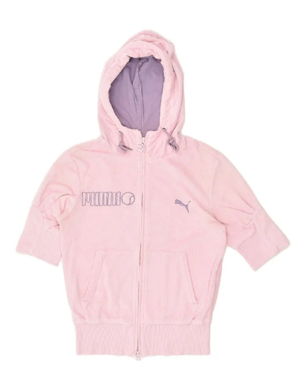 Savings Event PUMA Womens Graphic Short Sleeve Zip Hoodie Sweater UK 10 Small Pink
