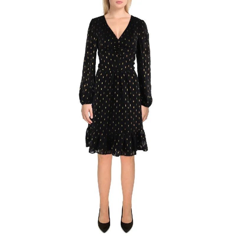 Quick Sale Womens V Neck Metallic Midi Dress