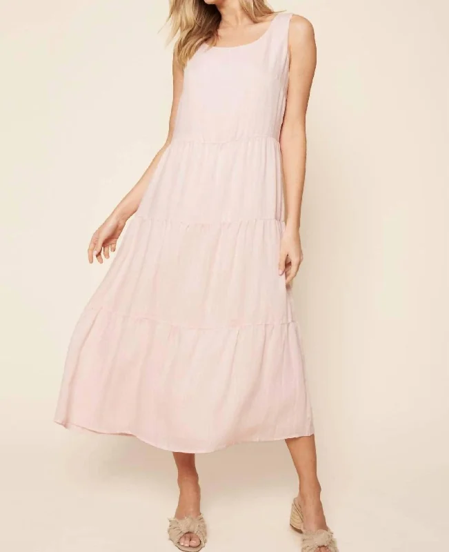 Limited Time Discount Paloma Tiered Midi Dress In Blush