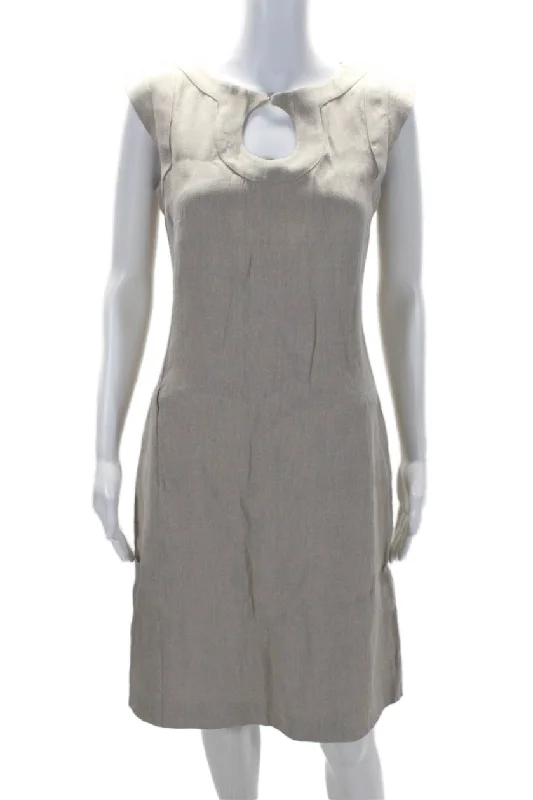 Online Only Piazza Sempione Womens Sleeveless Back Zip Long Dress Beige