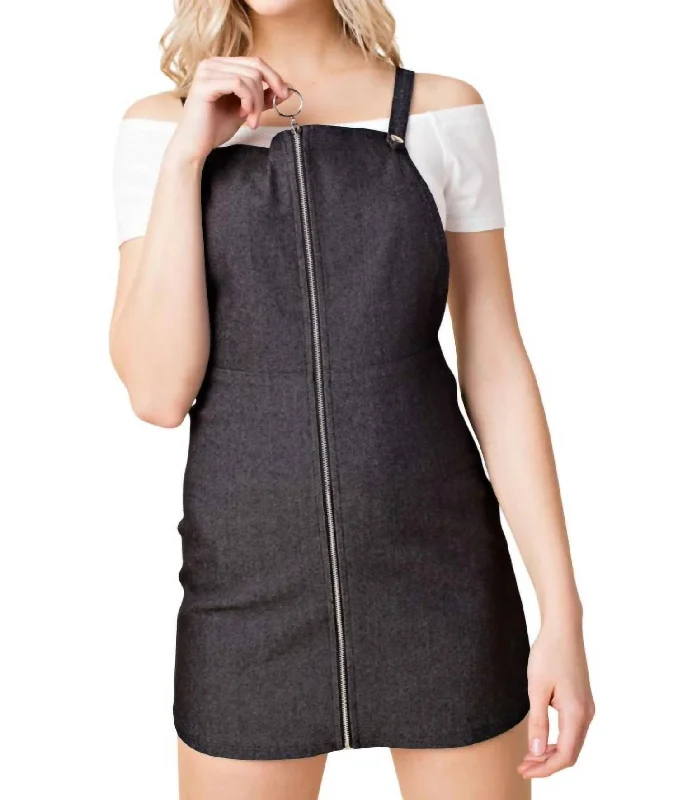YEAR-End Clearance Zip Up Overall Dress In Black