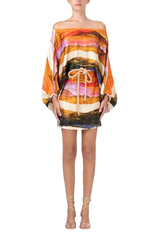 Unmissable Offer Manon Dress In Orange Orchid Abstract