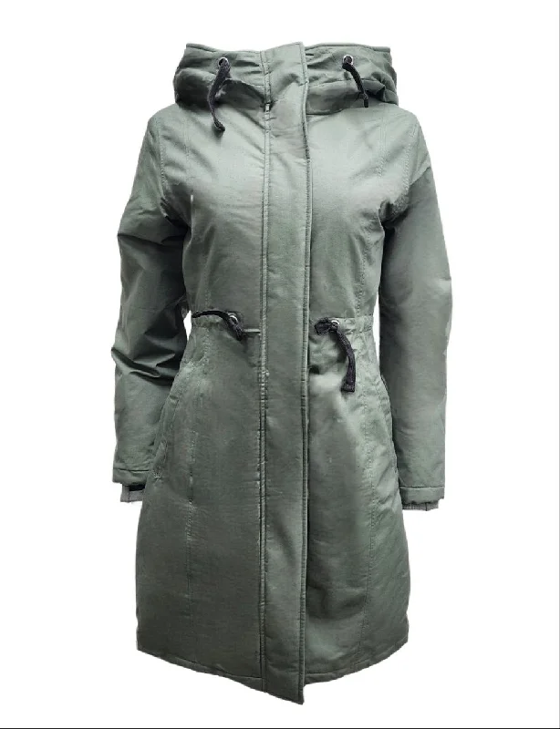 Lowest Price HoodLamb Women's Green Drawstring Natural Hemp Hooded Parka 420 NWT