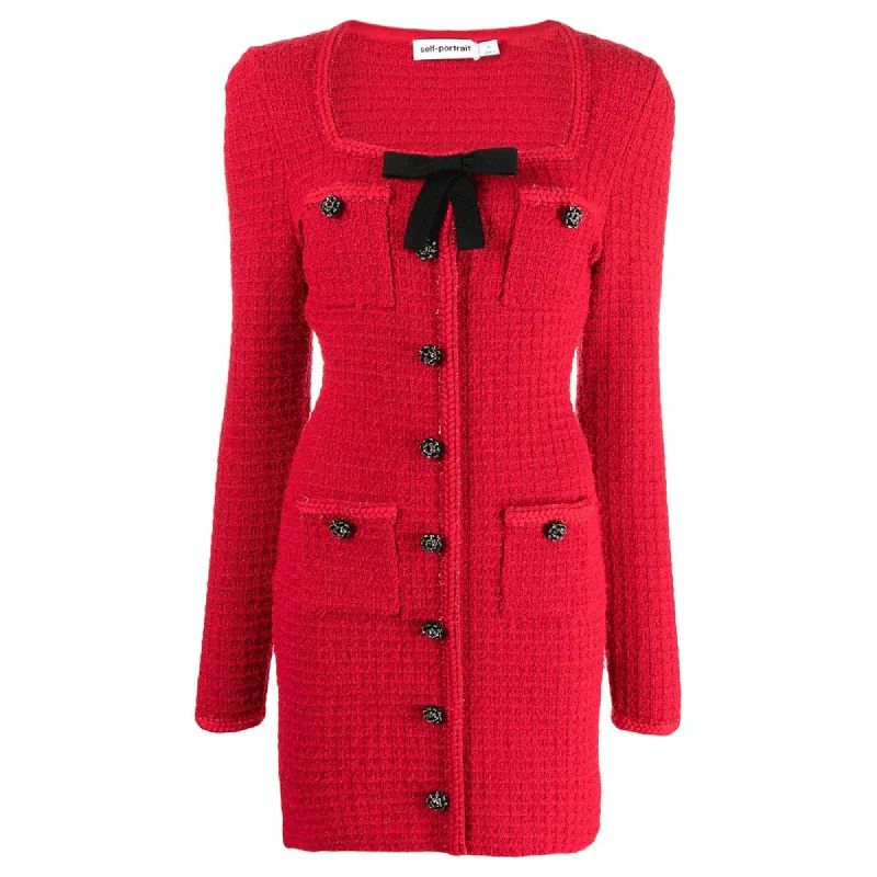 Exclusive Offers Cny Red Knit Bow Mini Dress