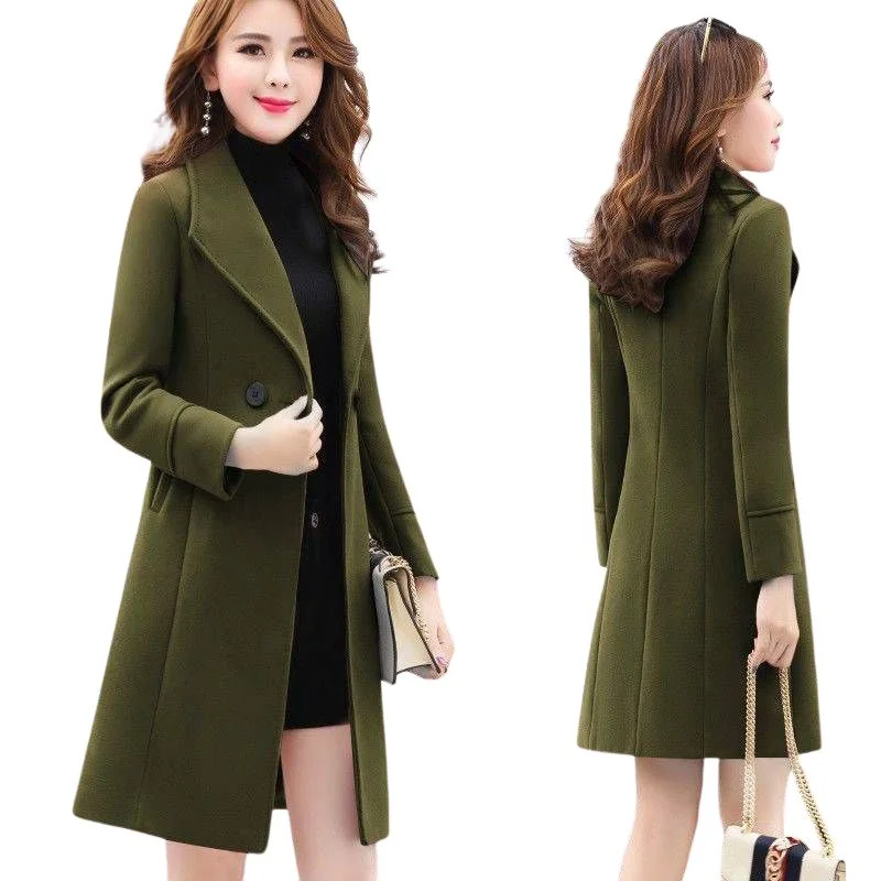 Deep Discounts GLORIA Design Women's Fine Fashion Olive Green Elegant Luxury Style Designer Wool Coat Deep Discounts GLORIA Design Women's Fine Fashion Olive Green Elegant Luxury Style Designer Wool Coat