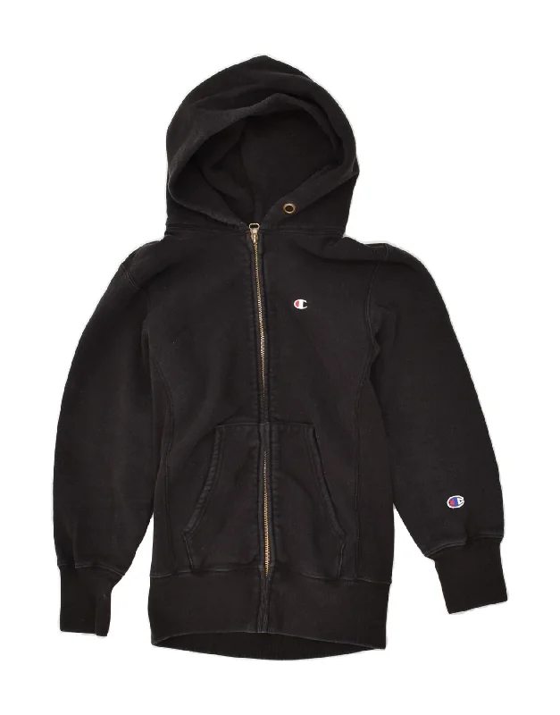 Markdowns CHAMPION Womens Zip Hoodie Sweater UK 6 XS Black Cotton