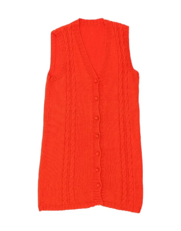Clearance Event VINTAGE Womens Sleeveless Cardigan Sweater UK 16 Large Red