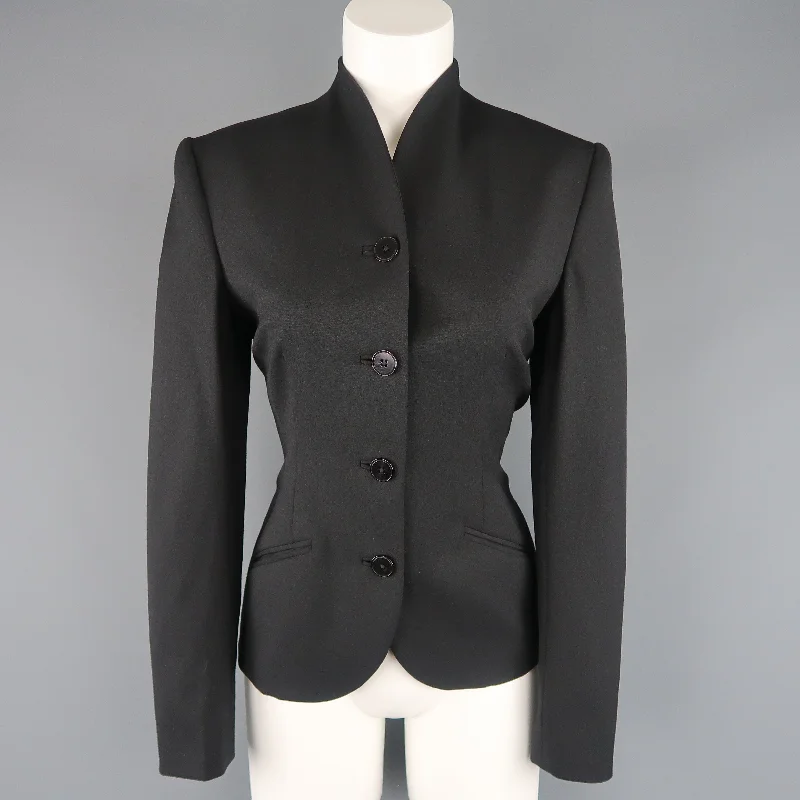 The Best Prices RALPH LAUREN Size 6 Black Wool Stand Up Collar Jacket