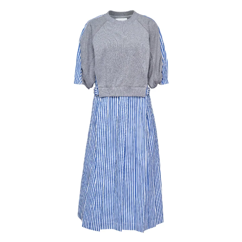 Online Exclusive Lantern Sleeve Combo Pleat Dress
