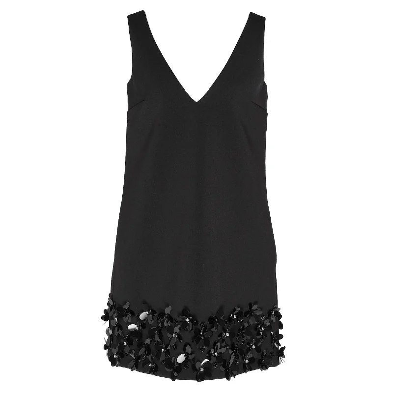 Weekend Deal Black Crepe 3D Sequin Mini Dress