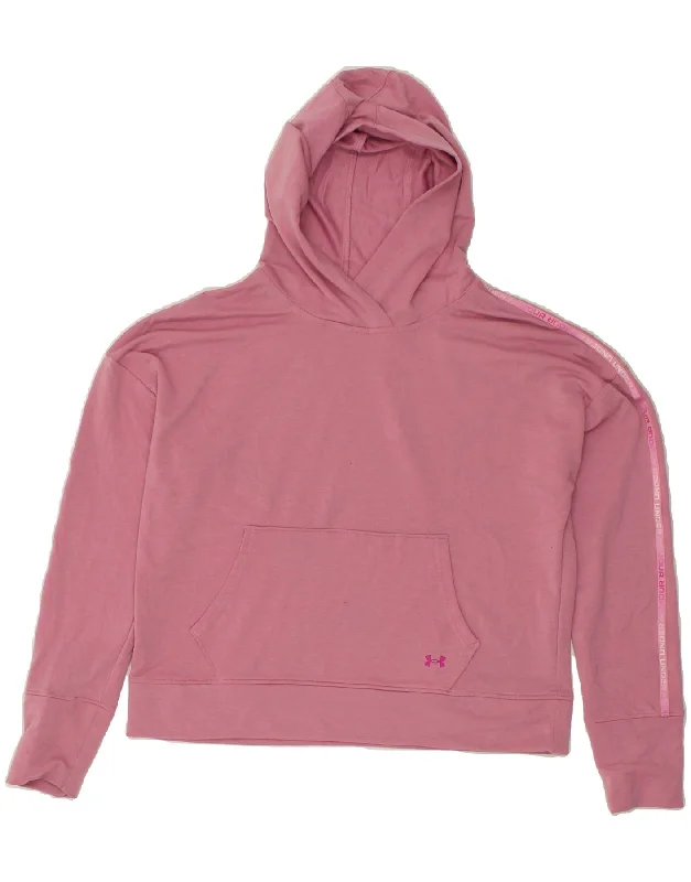 Buy Now UNDER ARMOUR Womens Crop Hoodie Jumper UK 14 Medium Pink Polyester
