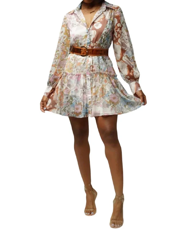 Clearance Event Belted Mini Dress In Floral