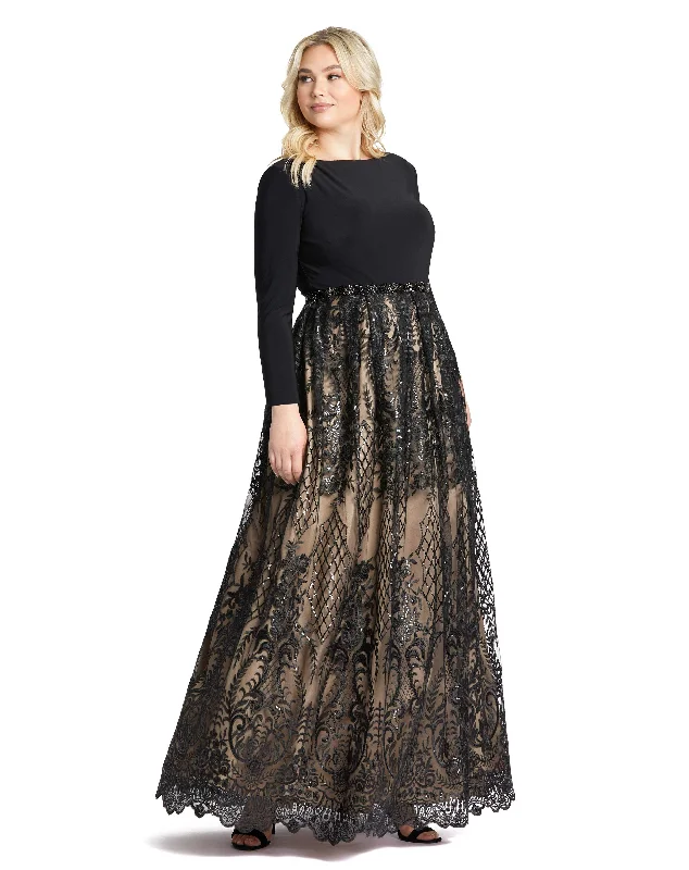 Big Discounts Long Sleeve High Neck Lace A Line Gown