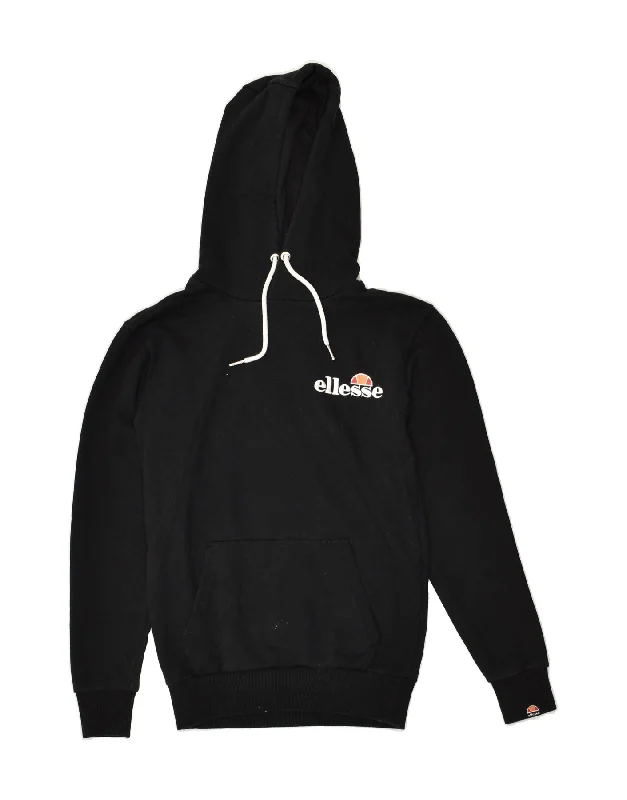 Seasonal Clearance ELLESSE Womens Hoodie Jumper UK 6 XS Black Cotton