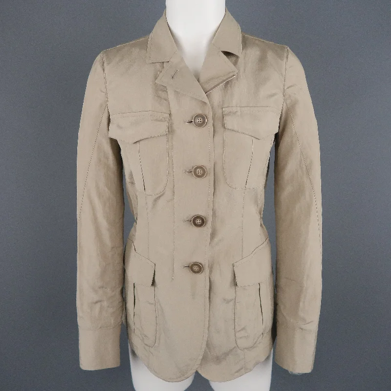 Big Savings GIORGIO ARMANI Size 2 Khaki Silk Blend Safari Jacket