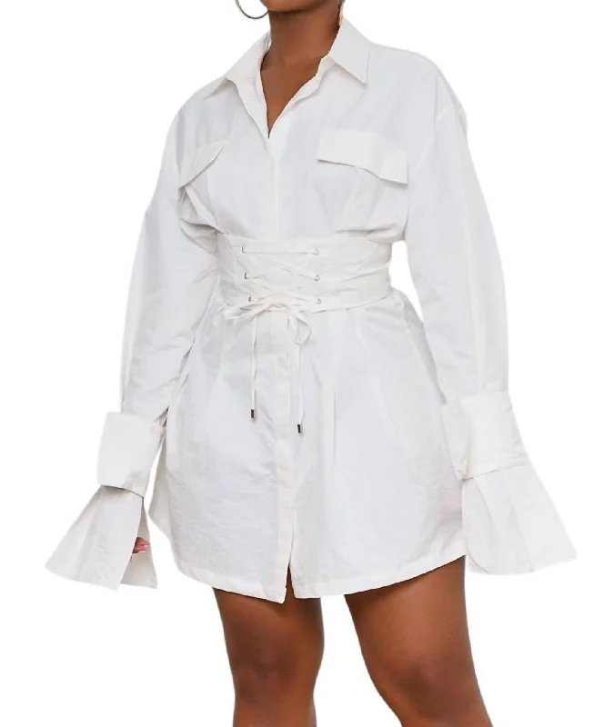 Exclusive Deal Long Sleeve Mini Dress In White