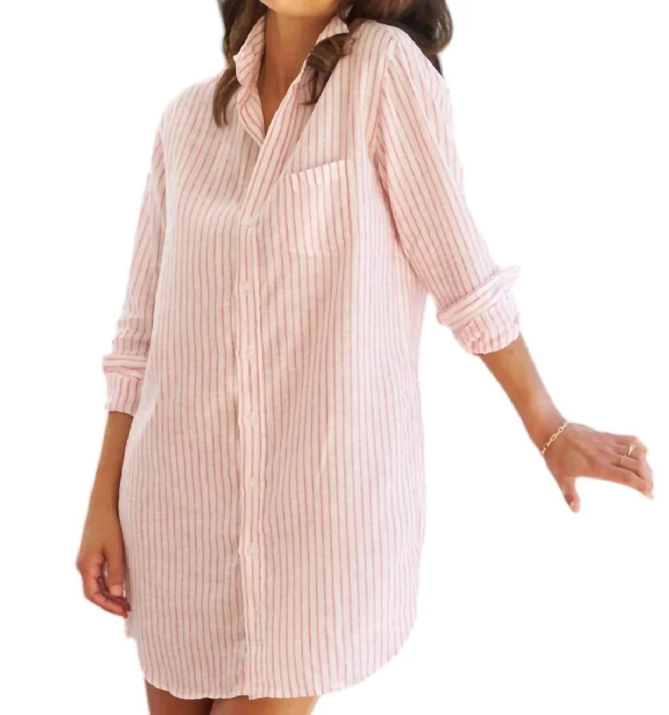Crazy Deals Mary Classic Shirtdress In Pink Stripe