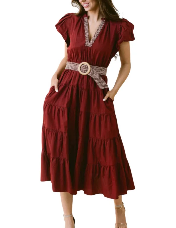 Overstock Daphne Dress In Garnet